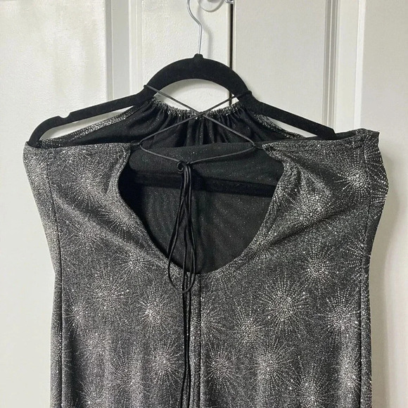 Vtg Jump Wendye Chaitin Lurex Metallic Sequin Sparkling Prom Halter Maxi Dress - Picture 3 of 8